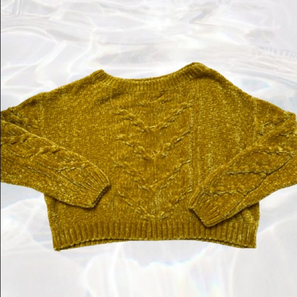 Chenille Mustard Yellow Cropped Sweater